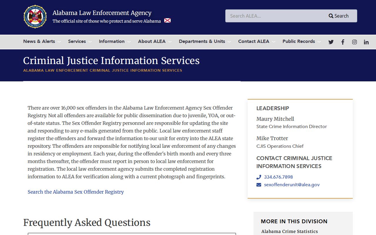 Alabama Sex Offender Registry released registrant status